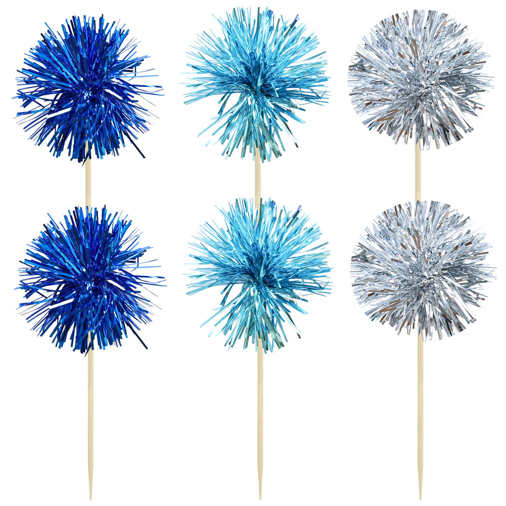 Gyufise blue and silver cake picks brighten party treats.
