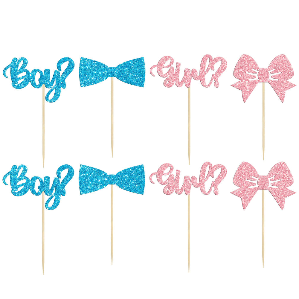 Gyufise bow picks cupcake toppers glittery decorative charm on treats