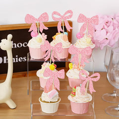 Gyufise pink bow toppers ideal for showers and celebrations.
