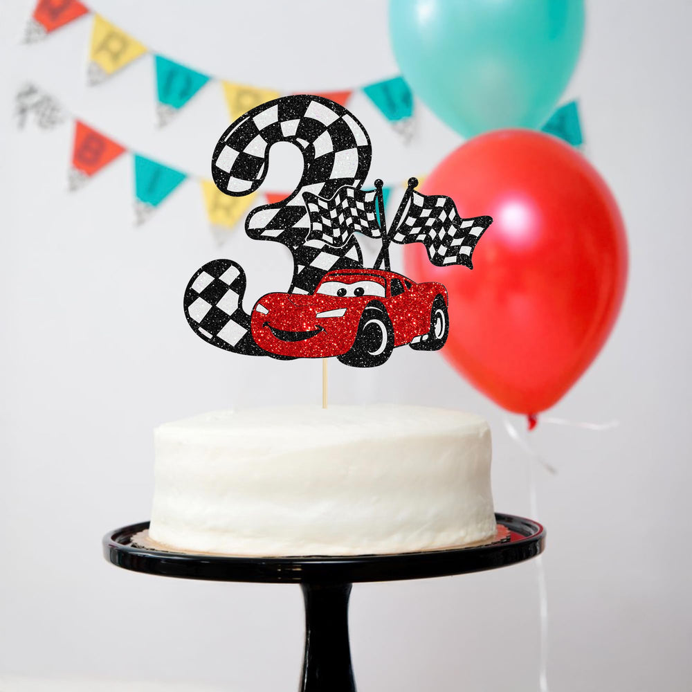 Gyufise Checkered Flag Style Topper evokes racing excitement.
