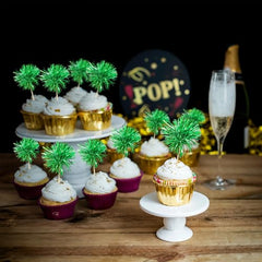 Gyufise dark-green foil toppers enhance graduation or wedding desserts with color