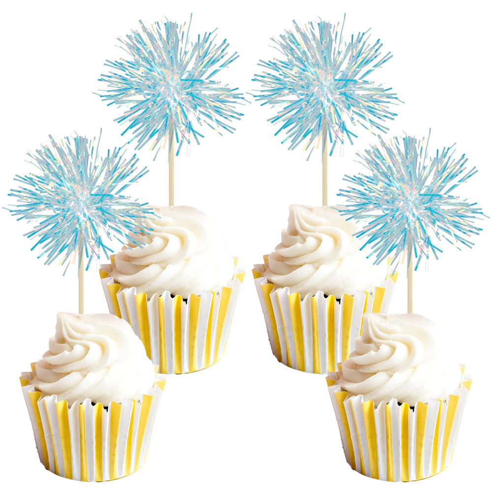 Gyufise foil firework cupcake toppers assembled for easy cake decorating