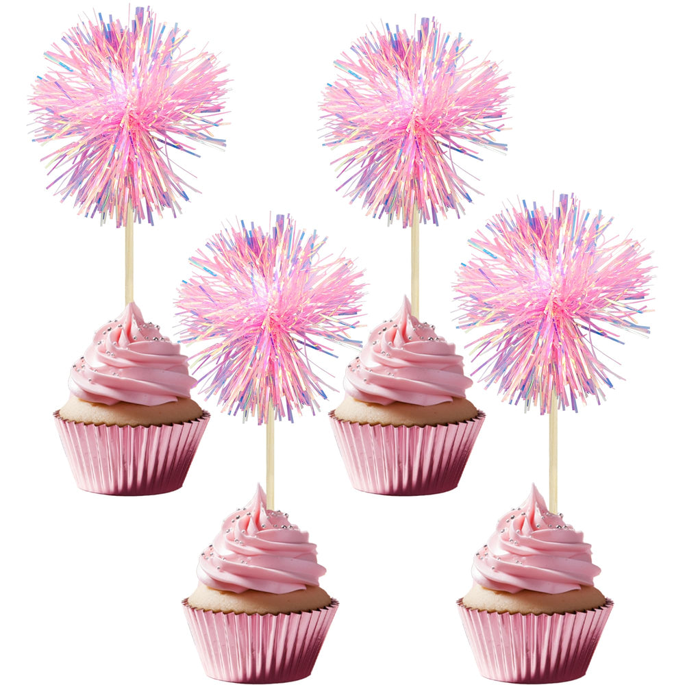 Gyufise foil firework cupcake toppers assembled add instant sparkle to desserts.