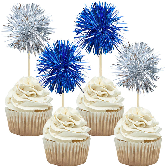 Gyufise foil firework cupcake toppers, assembled for easy insertion and festive sparkle.