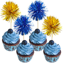 Gyufise foil firework cupcake toppers assembled for easy insertion and party sparkle.
