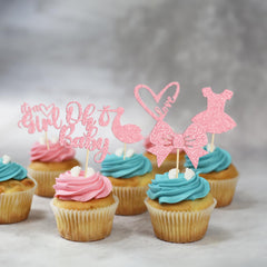 Gyufise gender-reveal toppers with girl theme