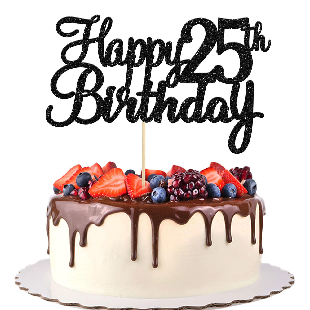 Gyufise Happy 25th Birthday cake topper adds instant festive flair to cakes.