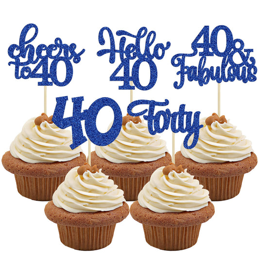 Gyufise 40th birthday cupcake topper assembled for immediate cake decoration.
