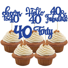 Gyufise 40th birthday cupcake topper assembled for immediate cake decoration.