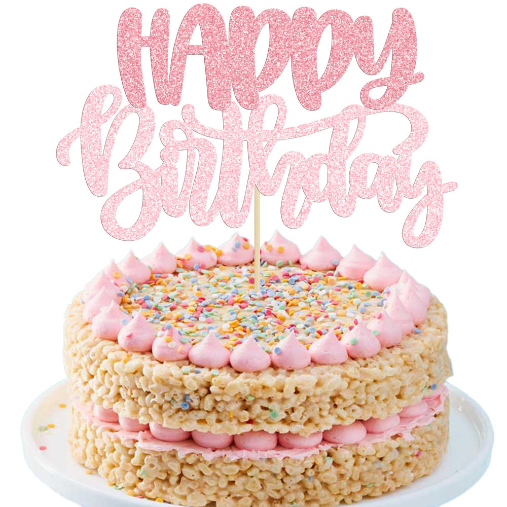 Gyufise happy birthday cake topper pink glitter adds festive sparkle to cakes.