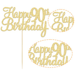 Gyufise ninety fabulous cake topper in gold brightens cakes and cupcakes.