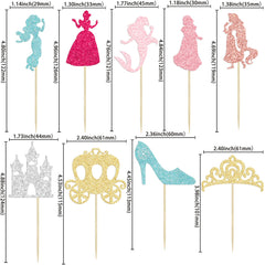 Gyufise Colorful toppers showing mermaid, castle and crown details brighten desserts.
