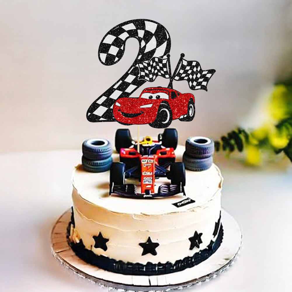 Gyufise race car topper single-sided with a plain back for clean display.