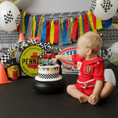 Gyufise race car cake topper measures 6.4 by 7.9 inches for bold display.