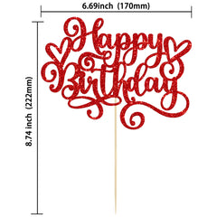Gyufise Red Glitter Cake Pick close-up highlighting sparkle for celebrations