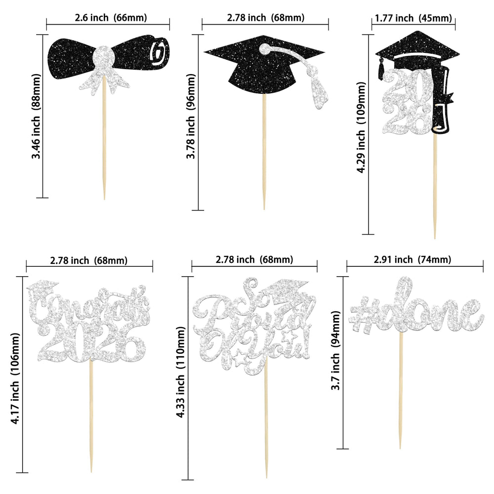Gyufise silver glitter cap toppers heighten celebration visuals on cupcakes.