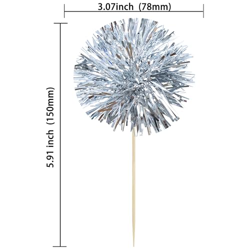 Gyufise sparkle tinsel cake toppers closeup for festive presentation.