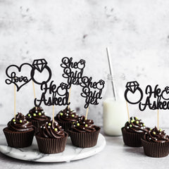 Gyufise wedding dessert décor enhances presentation on cupcakes and fruit.