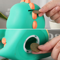 H&W Dino Money Bank mint green child-friendly use, encourages saving habit