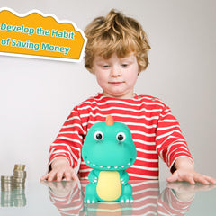 H&W Dino Money Bank mint green close-up sculpture, playful yet practical design