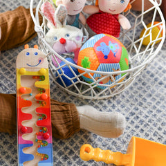 HABA Baby Balls showcase bright illustrations to spark imagination during independent play.