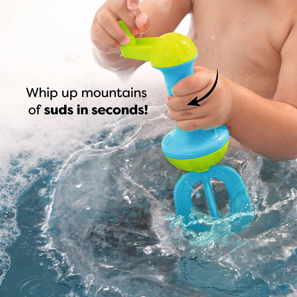 HABA bubble bath toy invites a bubbly bath party during bath time.