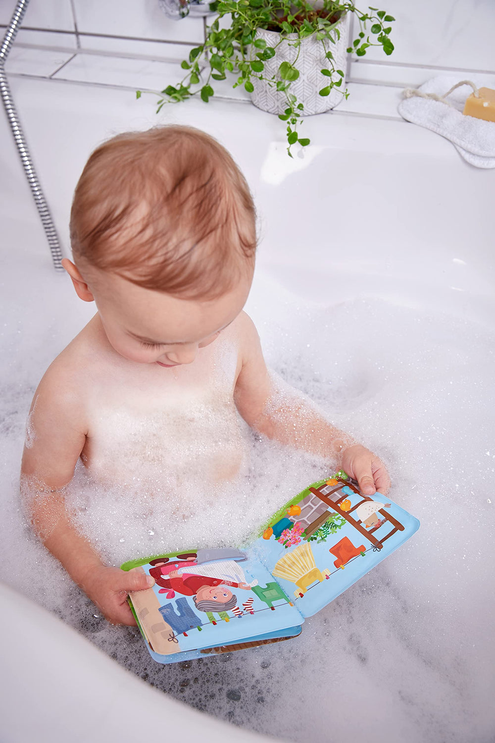 HABA durable, waterproof plastic design stands up to splashy tub adventures.