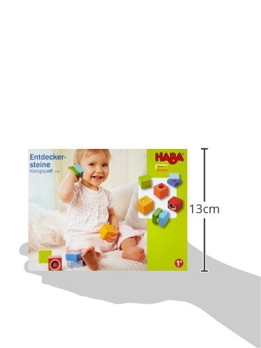 HABA Fun with Sounds wooden blocks emit gentle sounds to encourage cause-and-effect exploration.
