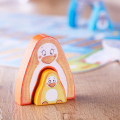 HABA Go, Go Little Penguin cooperative play scene highlighting social skills development.