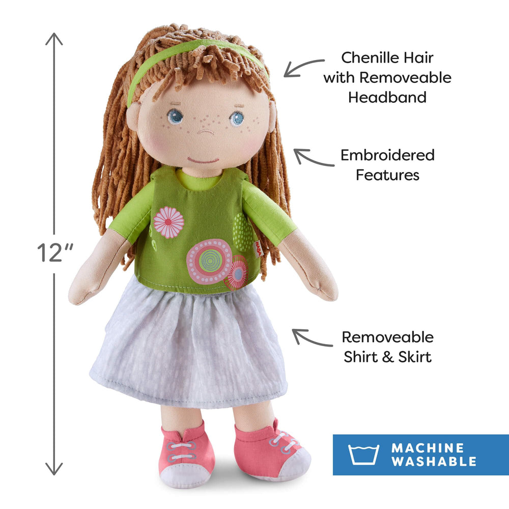 HABA Hedda embroidered face with rosy cheeks for expressive storytelling