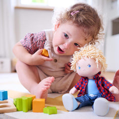 HABA Nick blue eyes and freckles invite imaginative storytelling