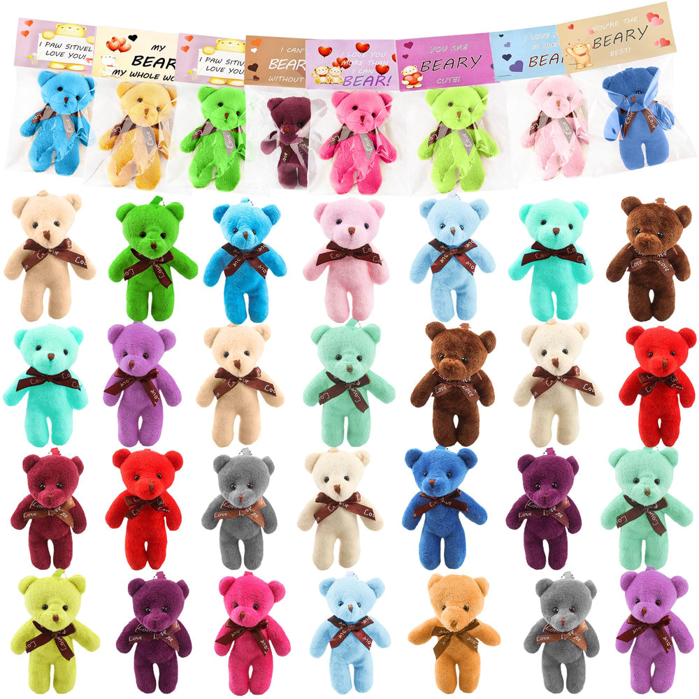 Haconba 36 mini plush teddy bears, 12 cm tall, ideal as small valentines gifts or decorations.