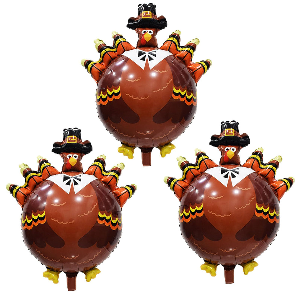 HADCKJA turkey foil balloons in a 3-pack for Thanksgiving decor.