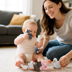 HAFTIK cow figure helps shape recognition and role-play adventures for toddlers.