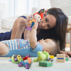 HAHA Baby teething rattle easy-grab design aids tiny hands in grabbing and teething.