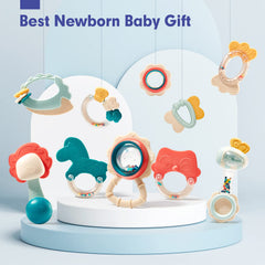 Hahaland rattle-hand-grip-design fits tiny hands for easy shaking.