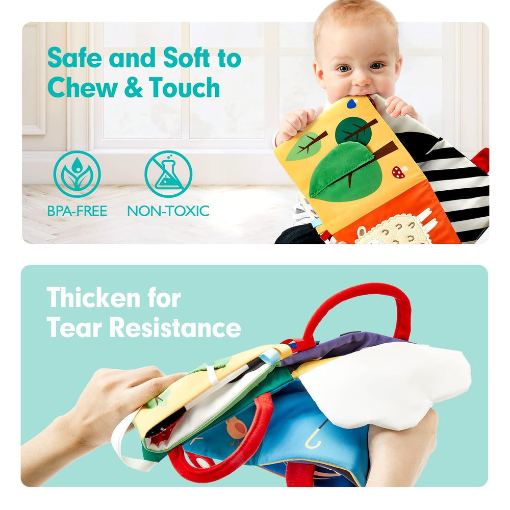 Hahaland versatile stand-up design attaches to crib or stroller for on-the-go play.