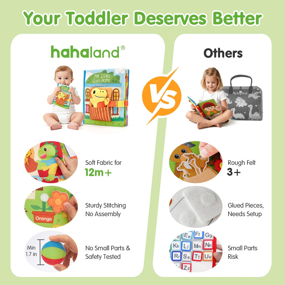 Hahaland Busy Book for Toddlers peekaboo dinner game encourages social play and cooperation.