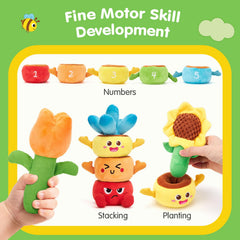 Hahaland child pulling and planting actions for hand–eye coordination