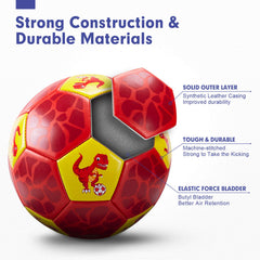 Hahaland dinosaur size 3 soccer ball side view shows durable stitching for kids