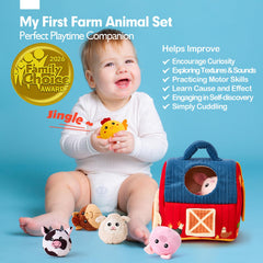hahaland Farm animal rattle toy engages baby's senses during play