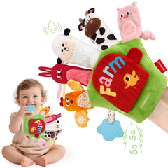 Hahaland farm puppet set promotes multisensory exploration and early skills.