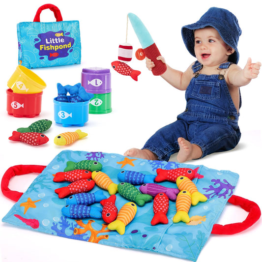 Hahaland Montessori fishing pole in action, promoting tactile exploration and motor skills
