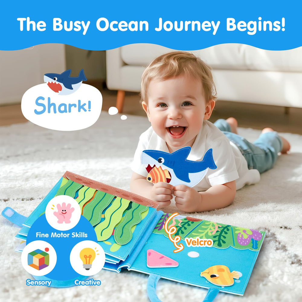 Hahaland Ocean Busy Book hook loop fish provides tactile feedback during pretend play