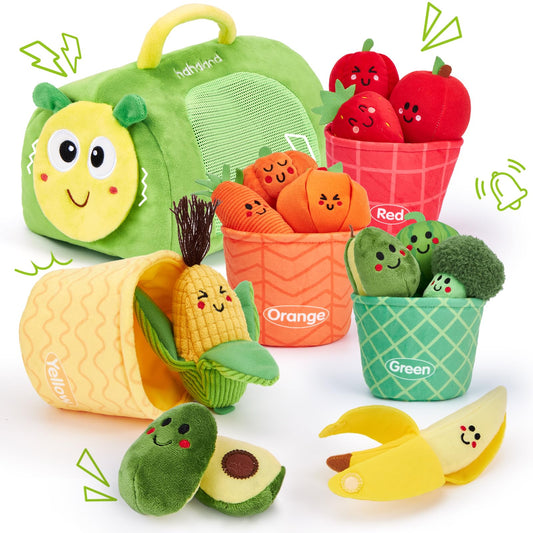 Hahaland plush apple for safe sensory play and color recognition
