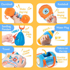Hahaland squeaky water bottle toy enhances auditory tracking during playtime
