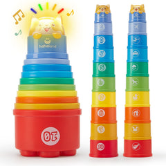 Hahaland stacking cups front view for early stacking and motor skill practice