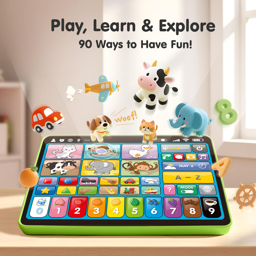 Hahaland toddler tablet showing shapes and graphics for foundational concept learning.