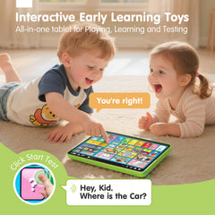 Hahaland toddler tablet featuring vehicles icons for imaginative exploration.