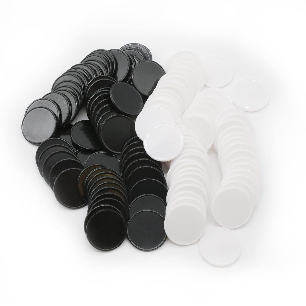HAKITAROOM 100-count opaque learning counters in black and white with a storage box for easy counting